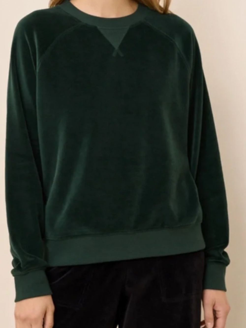 Pact Organic Velour Crew Sweatshirt Dark Spruce Small S - Picture 2 of 3